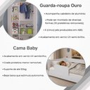 Ver imagem 4 de Kit Quarto Infantil Cama Montessoriana Baby com Grade + Roupeiro Infantil Ouro com Chave - Branco