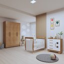 Ver imagem 1 de Quarto de Bebê Completo com Guarda-Roupa, Berço e Cômoda Manu Branco/Amadeirado