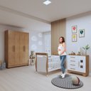 Ver imagem 6 de Quarto de Bebê Completo com Guarda-Roupa, Berço e Cômoda Manu Branco/Amadeirado