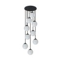 Ver imagem 1 de Pendente Moderno Preto 50cm Pé Direito Alto Sala Vão de Escada Arevo Iluminação 82p9 Vidro Leitoso F