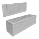 Ver imagem 1 de Kit Cabeceira Painel e Calçadeira Recamier Baú Casal 1,40m Holanda Linho Cinza - Pallazio