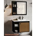 Ver imagem 4 de Kit Gabinete e Espelheira Lavabo Suspenso Nilo Preto Ripado
