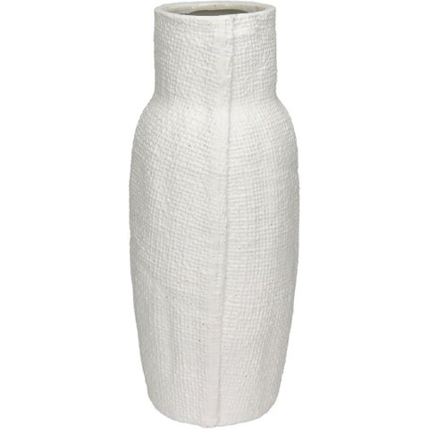 Vaso Decorativo Enfeite Casa Home&Co Cerâmica 40x15x15cm Marfim