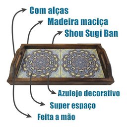 Bandeja Café da Manhã Grande com 2 Azulejos Azulejo G1 - 3