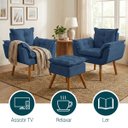 Ver imagem 5 de Kit 2 Poltronas Decorativa e Puff para Sala Recepção Manicure Consultório Quarto Alice Suede