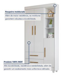 Quarto de Bebê Completo com Guarda-roupa, Berço e Cômoda Encantado - 3
