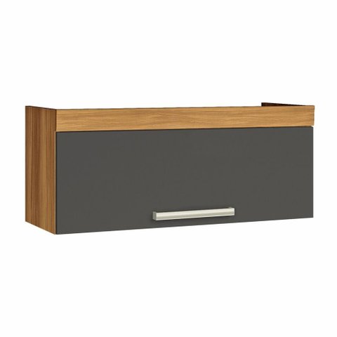 Armario de Cozinha Aéreo 80cm 1 Porta Basculante Burguesa Premuim Nesher Móveis Freijó-grafite