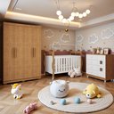 Ver imagem 1 de Quarto de Bebê Completo com Guarda-roupa, Berço e Cômoda Lipe