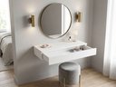 Ver imagem 3 de Penteadeira Gaveta Suspensa 90cm MDF com Gaveta Trilho Telescópico Mesa Maquiagem Camarin - Branco