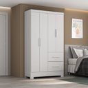 Ver imagem 1 de Guarda Roupa Solteiro Primordial Max 4 Portas de Bater 2 Gavetas Branco