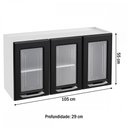 Ver imagem 3 de Armário Aéreo Cozinha em Aço Topázio 3 Portas com Vidro Branco/Preto - Telasul