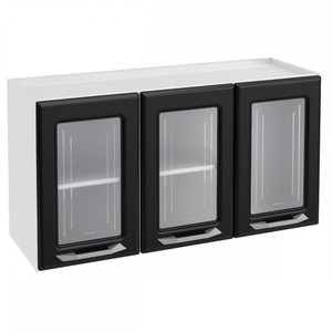 Armário Aéreo Cozinha em Aço Topázio 3 Portas com Vidro Branco/Preto - Telasul