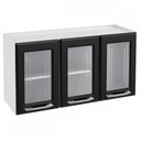 Ver imagem 1 de Armário Aéreo Cozinha em Aço Topázio 3 Portas com Vidro Branco/Preto - Telasul