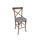 Ver imagem 1 de Banqueta Katrina Cross Paris em Madeira. Encosto em X. Assento Fixo Estofado Linho Areia. Cor Natura