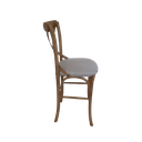 Ver imagem 2 de Banqueta Katrina Cross Paris em Madeira. Encosto em X. Assento Fixo Estofado Linho Areia. Cor Natura