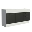 Ver imagem 1 de Balcão de Pia Cozinha 150 cm 2 Portas e 2 Gavetas (Sem Tampo e Pia) Branco/Preto Agata Madesa