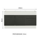 Ver imagem 4 de Balcão de Pia Cozinha 150 cm 2 Portas e 2 Gavetas (Sem Tampo e Pia) Branco/Preto Agata Madesa