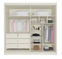 Ver imagem 3 de Guarda Roupa Solteiro com Espelho 4 Portas 3 Gavetas - Nantes-off White/peroba - Móveis Europa