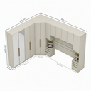 Ver imagem 4 de Guarda Roupa Casal Modulado 6 Peças com Espelho e Cabeceira 12 Portas 12 Gavetas Seletto Areia Bege/HP