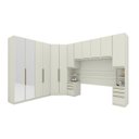 Ver imagem 2 de Guarda Roupa Casal Modulado 6 Peças com Espelho e Cabeceira 12 Portas 12 Gavetas Seletto Areia Bege/HP