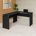 Ver imagem 1 de Mesa Escrivaninha 135cm em L Tampo 30mm Pés Painel F5 Office Cor:Preto