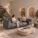 Ver mais imagens de Sofá Living 3 Lugares Linho 210cm Cinza Siena