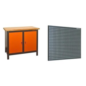 Conjunto de Organização Profissional 1 Bancada Aberta 110cm 1 Painel para Ferramentas em Aço Presto