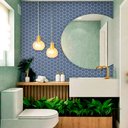 Ver imagem 1 de Papel de Parede Lavável para Banheiro Cozinha Revestimento Brilho Pastilha Colmeia - Várias Cores - 