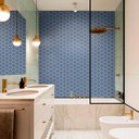 Ver imagem 3 de Papel de Parede Lavável para Banheiro Cozinha Revestimento Brilho Pastilha Colmeia - Várias Cores -