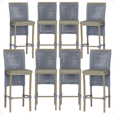 8 Banqueta em Alumínio Roma Fendi Corda Náutica Tecido 8