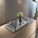 Ver imagem 3 de Bandeja Decorativa Espelhada para Servir Branca com Alça Preta