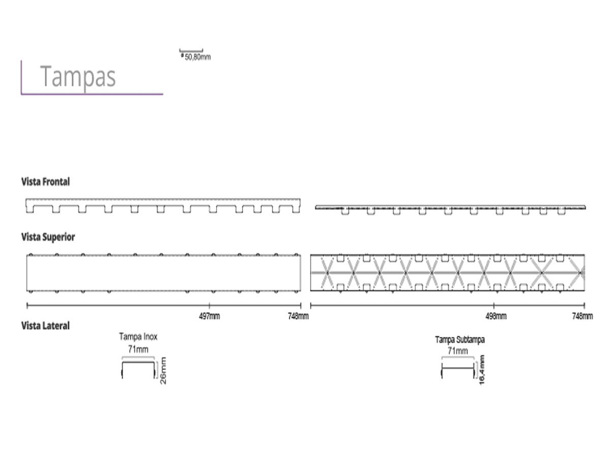 Ralo Linear Tampa Inox base em PVC Versatile 75cm - 3