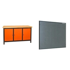 Conjunto de Organização Profissional 1 Bancada Aberta 150cm 1 Painel para Ferramentas em Aço Presto