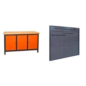 Conjunto de Organização Profissional 1 Bancada Aberta 150cm 1 Painel para Ferramentas em Aço Presto