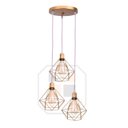 Ver imagem 1 de Lustre Pendente Aramado Base Tripla C/ Lâmpada Fio Cristal Dourado