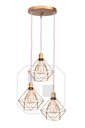 Ver imagem 1 de Lustre Pendente Aramado Base Tripla C/ Lâmpada Fio Cristal Dourado