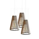 Ver imagem 4 de Luminaria Pendente Tripla Koni E27 Madeira Mdf Cr Desmontada:branco