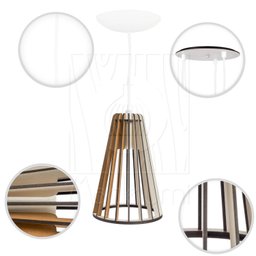 Luminaria Pendente Tripla Koni E27 Madeira Mdf Cr Desmontada:branco - 6