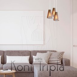 Luminaria Pendente Tripla Koni E27 Madeira Mdf Cr Desmontada:branco - 5