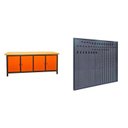 Ver imagem 1 de Conjunto de Organização Profissional 1 Bancada Aberta 200cm 1 Painel para Ferramentas em Aço Presto