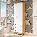 Ver imagem 1 de Guarda-Roupa Infantil 2 Portas e 3 Gavetas 100% MDF Mimo Espresso Móveis Branco Brilho/Amêndoa