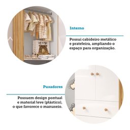 Guarda-roupa Infantil 2 Portas 3 Gavetas 100% Mdf Smim New - 10