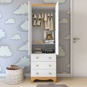 Ver imagem 4 de Guarda-Roupa Infantil 2 Portas e 3 Gavetas 100% MDF Mimo Espresso Móveis Branco Brilho/Amêndoa