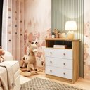 Ver imagem 1 de Cômoda Infantil 3 Gavetas 100% MDF Smim New Branco/Brilho/Amêndoa