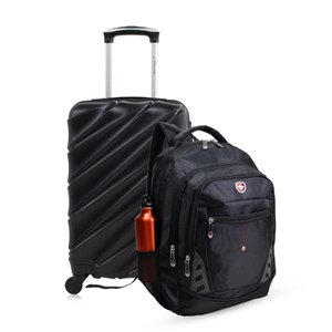 Kit Mala de Bordo Preta Havana + Mochila Fuji Swiss Move