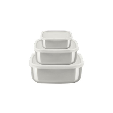 Jogo de Potes Tramontina Freezinox Quadrados Aço Inox com Tampa Plástica 3 Peças