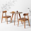 Ver imagem 1 de Conjunto Mesa de Jantar Square Redonda Bétula - 88cm + 2 Cadeiras Nord Encosto Madeira Assento PU - 