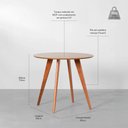 Ver imagem 3 de Conjunto Mesa de Jantar Square Redonda Bétula - 88cm + 2 Cadeiras Nord Encosto Madeira Assento PU -