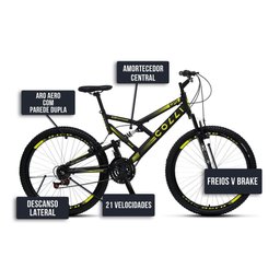 Bicicleta Gps 148 Dupla Suspensão e Freios V-brake, Aro 26 Aero, 36 Raias, 21 Marchas Colli Preto/am - 5