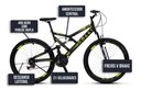 Ver imagem 5 de Bicicleta Gps 148 Dupla Suspensão e Freios V-brake, Aro 26 Aero, 36 Raias, 21 Marchas Colli Preto/am